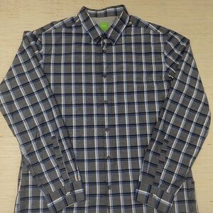 Mens Hugo Boss Green Label Regular Fit Plaid Long-Sleeve Shirt XL